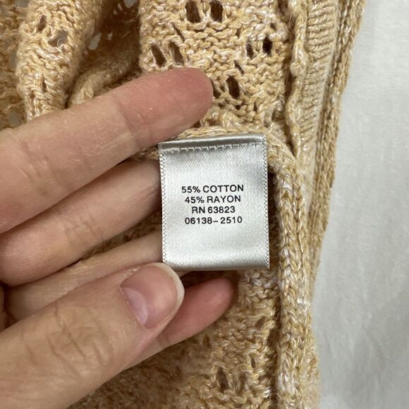 Christopher & Banks Handknit Crochet Open From Butter Yellow Cardigan Women’s L - Picture 7 of 8